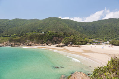 Scenic view of beach against sky