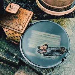 High angle view of food in plate