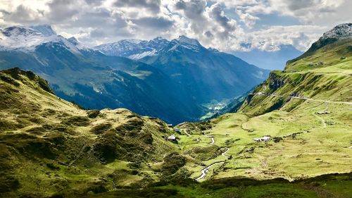 Scenic view of mountains against sky