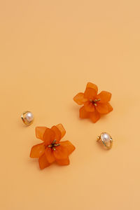 Directly above shot of heart shapes on pink background