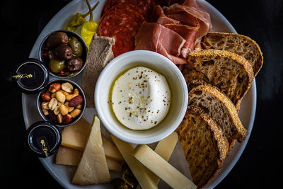 High angle view of food on table