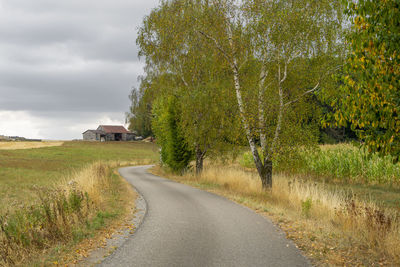 Road amidst trees against sky