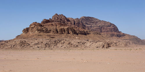 Rock formations in desert against clear sky