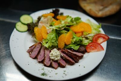 Close-up of meal served in plate