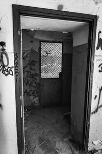 Closed door of abandoned building