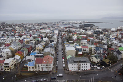 Aerial view of cityscape against sky