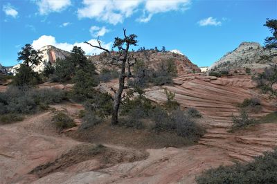 Scenic view of rocky mountains against sky