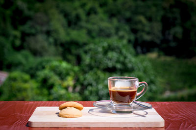 Coffee cup on table