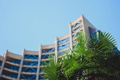 Low angle view of building against blue sky