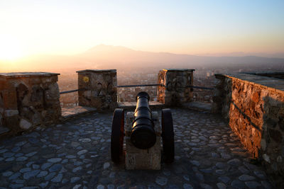 View of old building at sunset