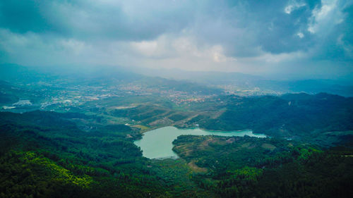 Aerial view of landscape against sky