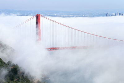 Suspension bridge in city