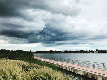 Scenic view of lake against sky