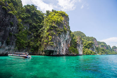 View of boats in sea