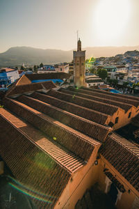 High angle view of cityscape against sky