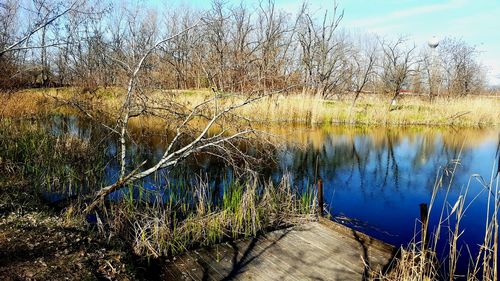 Scenic view of lake against sky