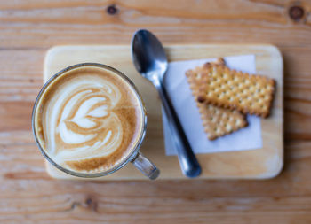 Directly above shot of coffee cup on table