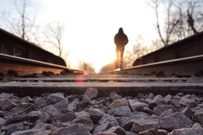 Surface level of railroad track