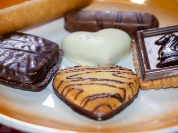 Close-up of dessert in plate on table