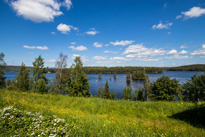 Scenic view of lake against sky