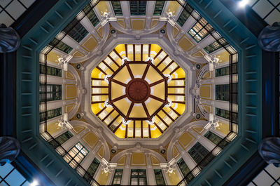 Low angle view of skylight in building