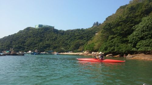 Scenic view of boats in sea