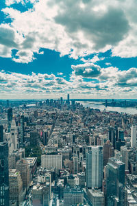 High angle view of cityscape against sky