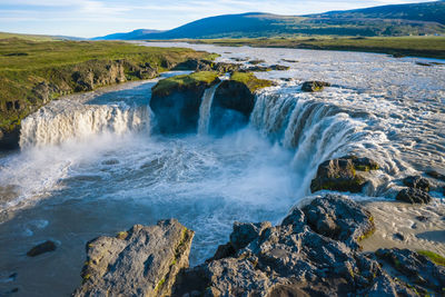 Scenic view of waterfall