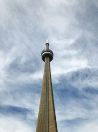 Low angle view of building against cloudy sky