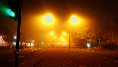 Street light on road at night