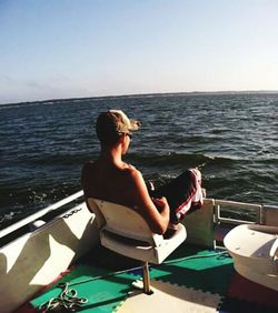 View of people relaxing on beach