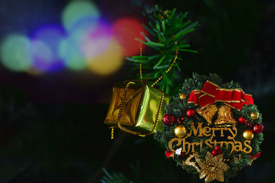 Close-up of christmas decorations