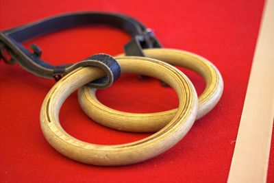 Close-up of gymnastic rings