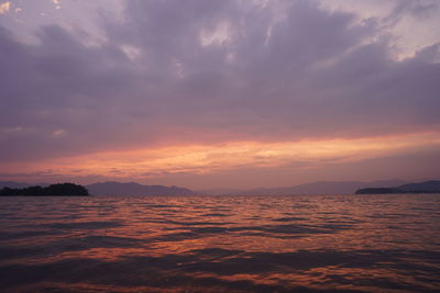 Scenic view of sea against sky during sunset