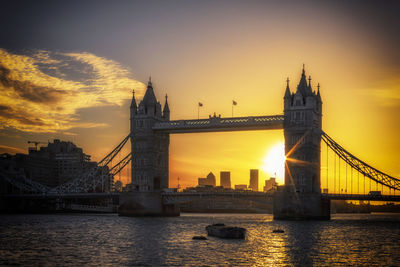 View of bridge over river during sunset