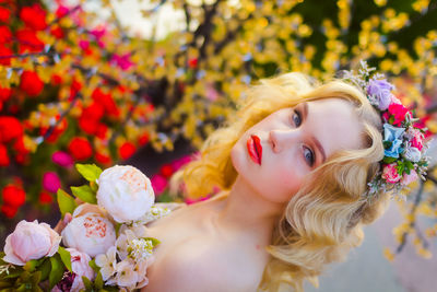 Portrait of bride with flowers