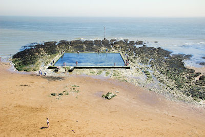 High angle view of beach against sky