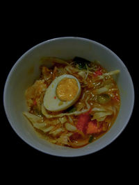 High angle view of breakfast served in bowl