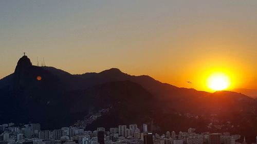 View of city at sunset