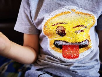 Anthropomorphic face on woman t-shirt