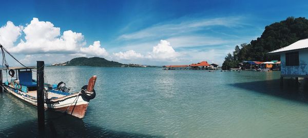 Scenic view of calm blue sea against sky