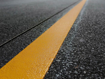 High angle view of zebra crossing on road