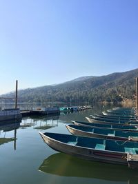 Scenic view of river against clear blue sky
