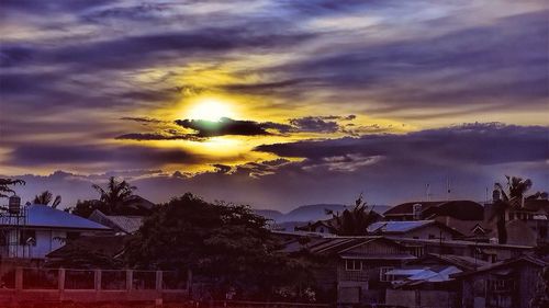 Dramatic sky over town