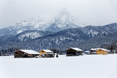 Old wooden huts in alps, bavaria germany