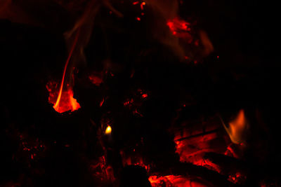 Close-up of fire at night