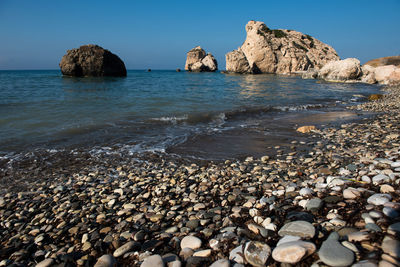 Scenic view of sea against clear sky