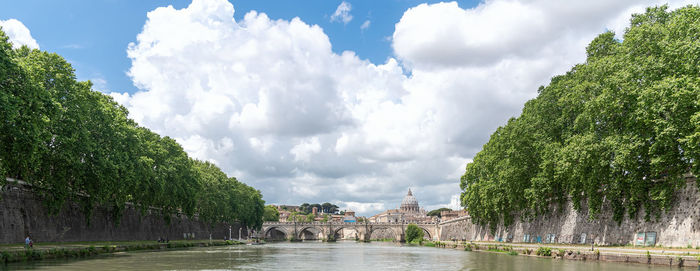 Panoramic view of bridge over river against sky