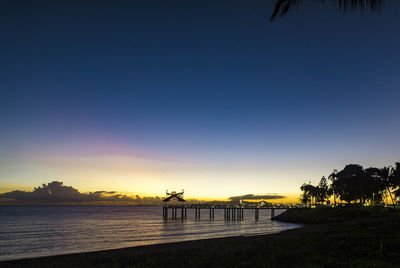 Scenic view of calm sea at sunset