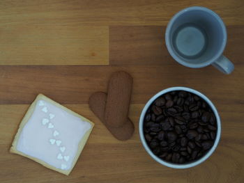 High angle view of coffee on table